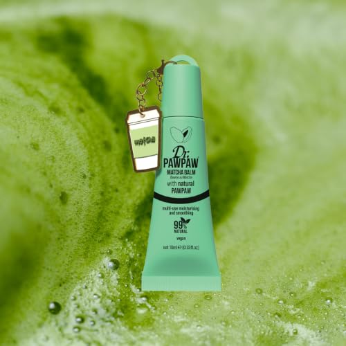 Dr. PawPaw Charm Lip Balm Set with Matcha, Cherry & Banana - Vegan Lip Oils with Castor & Aloe Vera, Keyring Charm - 3 Pack