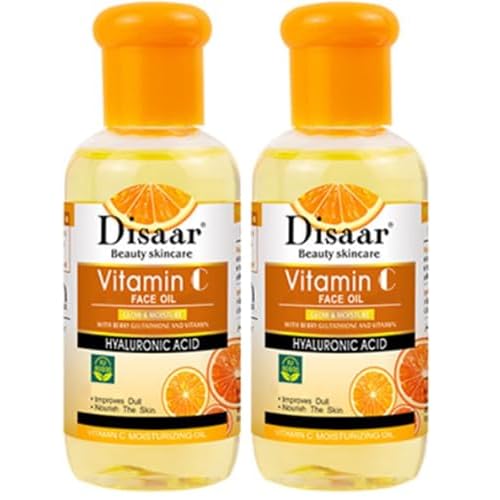 DISAAR Beauty Vitamin C Face Oil Hyaluronic Acid Facial Moisturizing Essence Nourish Skin 75ml/2.5fl.oz (Pack of 2)
