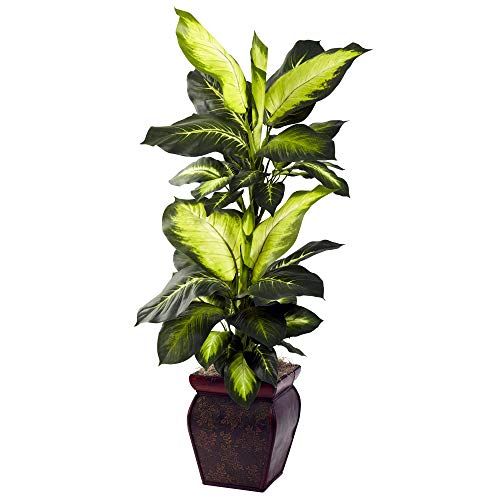 Artificial Golden Dieffenbachia Plant with Decorative Pot - 45 Inches Tall