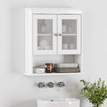 Spirich White Bathroom Wall Cabinet with Frosted Glass Doors, Space-Saving Medicine Storage