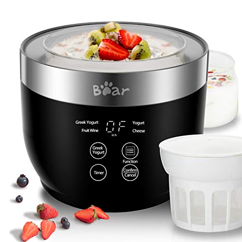 Bear Yogurt Maker Machine with Strainer & Timer Control - 2 x 33.8 oz