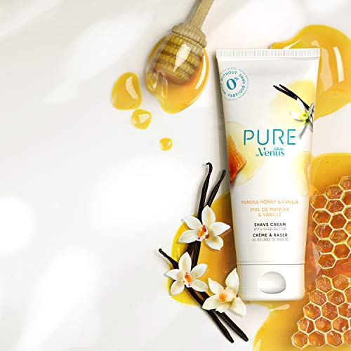 Shaving Cream with Manuka Honey & Vanilla - Shea Butter, 6oz, Pack of 2 - Honey & Vanilla Variant
