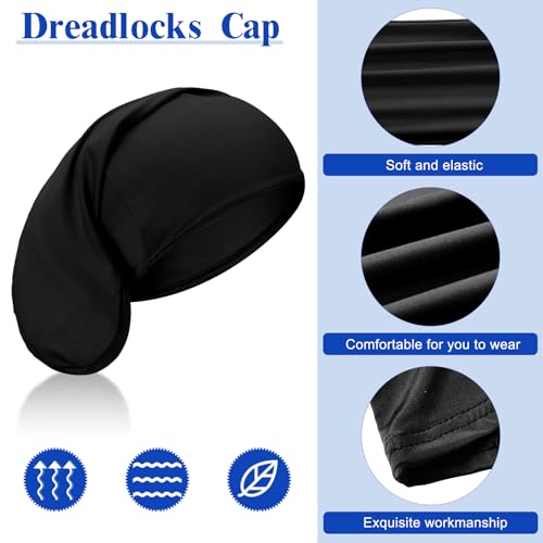 Men's Dreadlock Cap - Black Spandex Dread Lock Bonnet - One Size