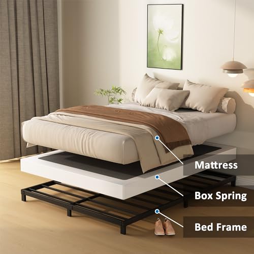 Full Size Box Spring with Fabric Cover - 4 Inch Low Profile Bed Foundation