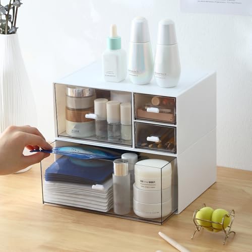 Marknor White Desk Organizer with 4 Drawers, Makeup & Office Storage