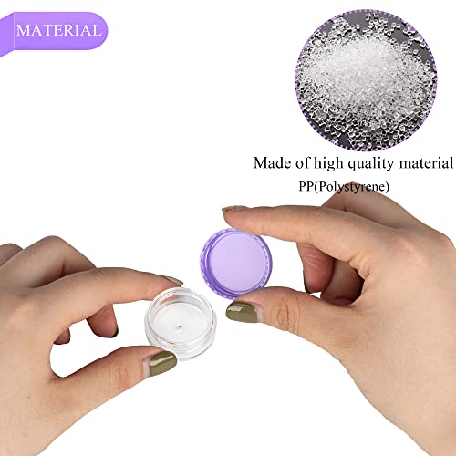 Purple Sample Containers 3g 200 Pack with Mini Spatulas - Cosmetic & Makeup Jars