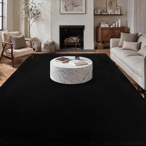 qulint Black 6x9 Feet Memory Foam Rug for Living Room & Bedroom, Non-Slip Washable Large Area Rug