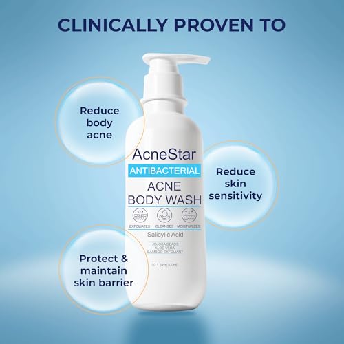 Antibacterial Acne Body Wash with Salicylic Acid for Back Chest & Shoulder Breakouts