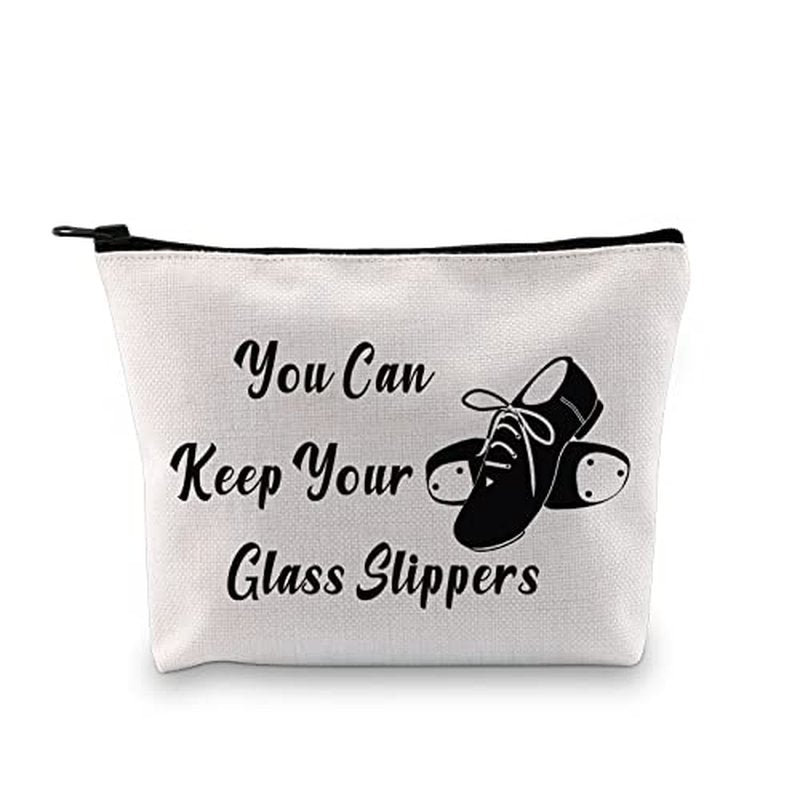 G2TUP Tap Dance Gift Cosmetic Bag Zipper Travel Pouch (Keep Your Glass Slippers White Bag)