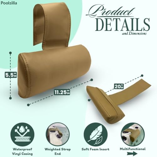2 Pack Beige Spa Pillow - Adjustable Hot Tub Headrest with Weighted Support