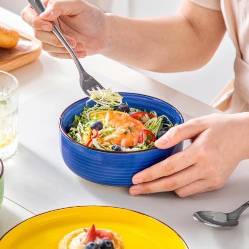 Multicolor 18-Piece Dinnerware Set for 6 - Stoneware Plates & Bowls, Dishwasher & Microwave Safe