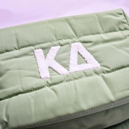 Kappa Delta Puffer Makeup Bag - Sorority Travel Cosmetic Case with Zipper