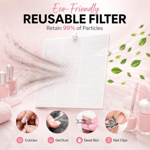 Hamara 1 Pack Quiet & Powerful Nail Dust Collector - Portable, Adjustable Suction, Reusable Filter, 8000 RPM