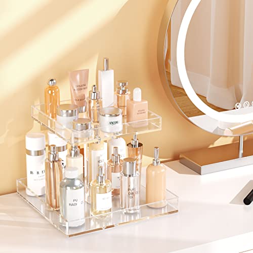 2-Tier Acrylic Perfume Organizer Stand for Women - 7 x 7.9 x 9 Inches