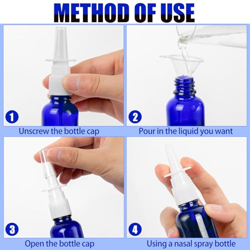 Blue 80 Pcs Refillable Glass Nasal Spray Bottles 30ML/1OZ Travel Kit