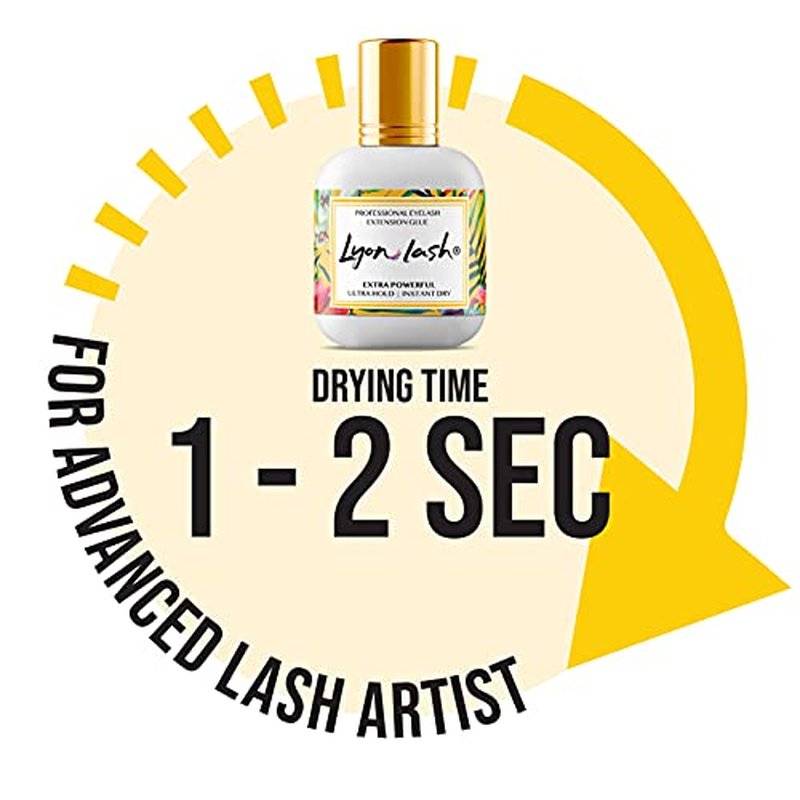 Extra Powerful 10 ml Eyelash Extension Glue - Lyon Lash Performance Glue | 1-2 Sec Dry Time | 6-8 Weeks Retention | Black Adhesive Supplies for Professional Use