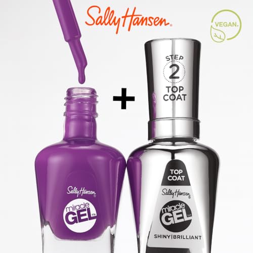 Sally Hansen Miracle Gel Salon Quality Nail Polish | Gel-Like Formula, Two-Step System, No UV Light Needed, Long Lasting | Shimmery | 888 Frosted Tips | Purple Nail Polish