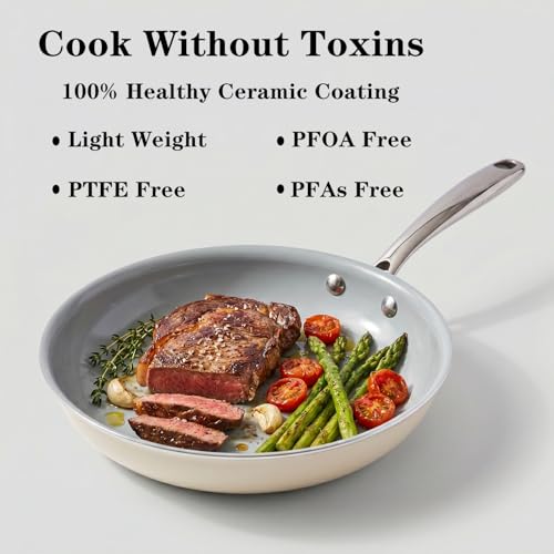 Cookware Ceramic Nonstick Frying Pans: 3Pieces Non Stick Skillet 8