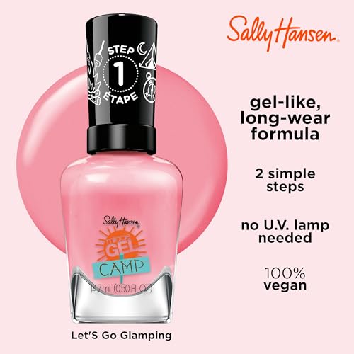 Sally Hansen Miracle Gel¢â, Summer Camp Let's Go Glamping, Long Lasting, Gel-Like Formula, No UV Lamp Needed, Pink Nail Polish