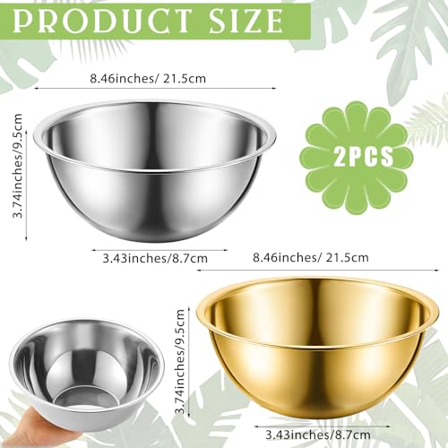 Teenyyou 2-Pack 8.5 Inch Stainless Steel Esthetician Spa Bowls - Gold & Silver
