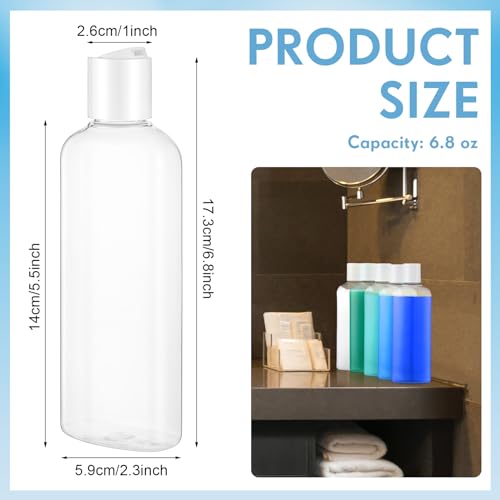 Domensi 50 Pack Plastic Travel Bottles 6.8oz - Leakproof Cosmetic Containers