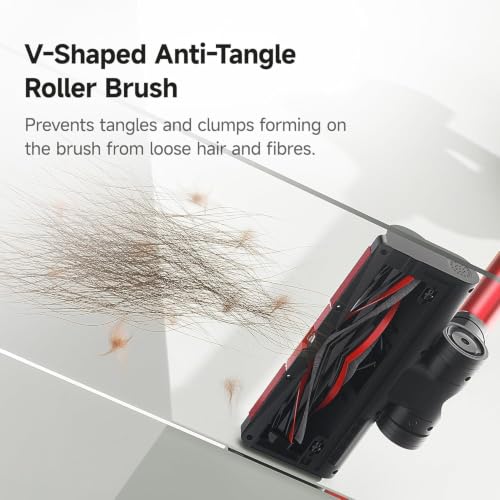 uwant VC2401-U Cordless Vacuum Cleaner 35KPa, Red-Black, Anti-Tangle, HEPA, 50min Run Time