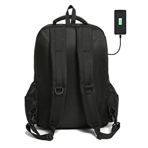 Travel Bag for Clippers and Supplies Large Case Organizer for Barbers Large Portable Backpack Bag for Hairstylists Tools (BLACK WITH USB)