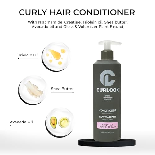 Men's Curly Hair Conditioner Silicone-Free 400ml - Nourishing & Restoring