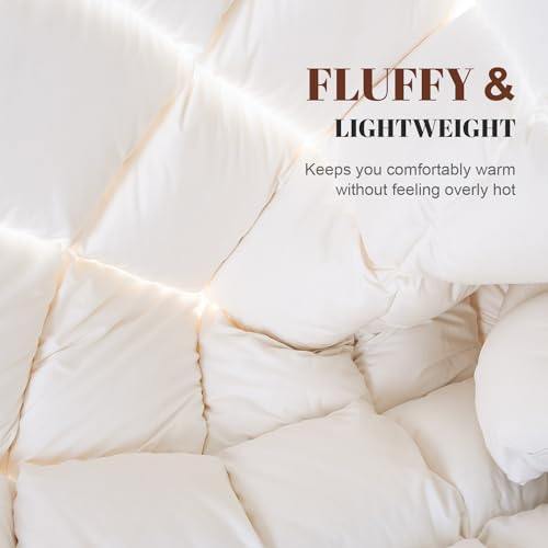 All Season King Feather Comforter - White Luxury Duvet Insert with Corner Tabs