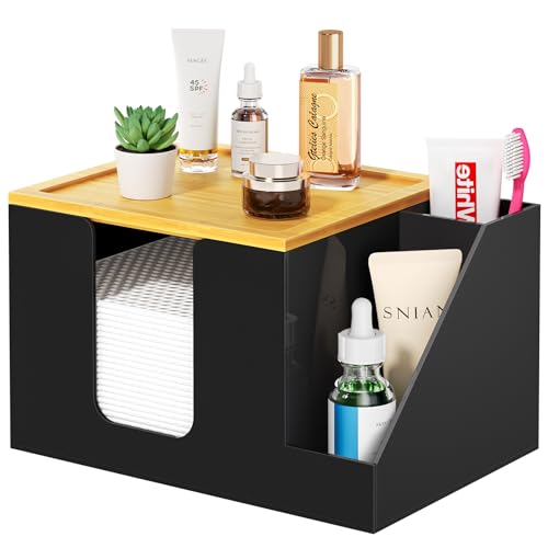 Upgrade Black Acrylic Face Towel Holder & Toothbrush Dispenser - Space Saving Bathroom Organizer