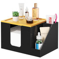 Upgrade Black Acrylic Face Towel Holder & Toothbrush Dispenser - Space Saving Bathroom Organizer