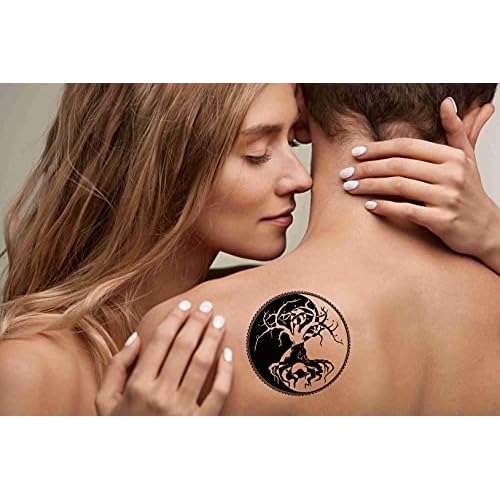 6 Sheets Temporary Tattoos of a Symbol Yin and Yang Druidic Yggdrasil Tree Temporary tattoo Neck Arm Chest for Women Men Adults Jewelry Tattoo