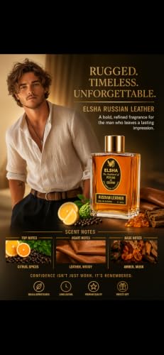 ELSHA Russian Leather Cologne for Men & Women | Woody Spicy Fragrance | 3.4oz