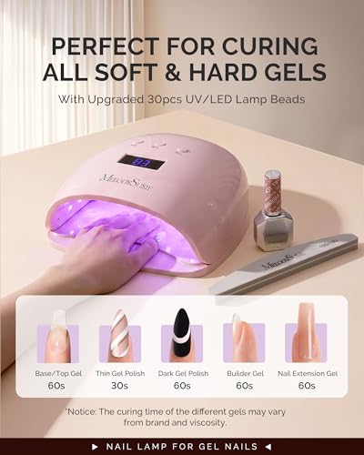 MelodySusie 54W Pink UV/LED Nail Lamp P-Plus30I with Detachable Base for Gel Curing