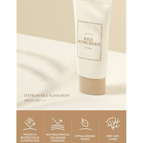 [I'm from] Rice Sunscreen 50ml, Physical, rice extract 41%, Non-nano zinc oxide, Reef friendly, skin sun protection