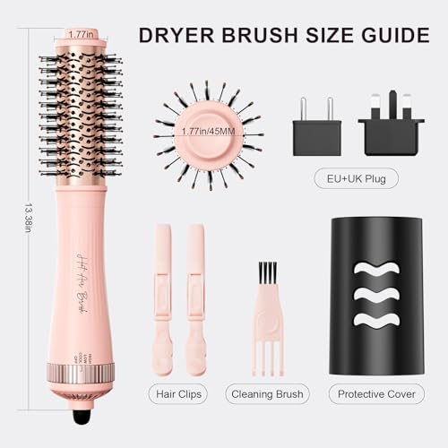 45mm Round Hot Air Brush Blow Dryer with Root Booster - Pink Variation