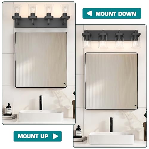 Black Square Bathroom Vanity Light - 4 Lights Modern Over Mirror Fixture - Variation of THIS listing