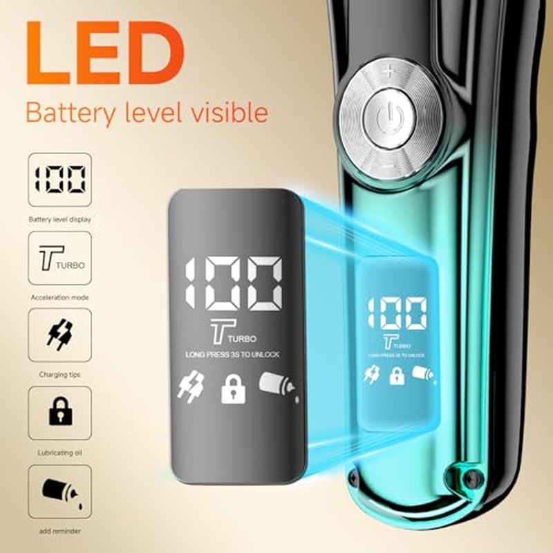 20 Piece Hair Clipper Beard Trimmer for Men, All-in-One Men's Grooming Kit for Nose,Ear,Body,Mustache, Cordless Electric Shaver Razor with IPX6 Waterproof,120-Min Runtime,LED Display