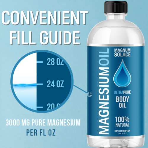 Magnesium Oil 1L for Muscle Relief, Bath & Foot Soaks - Magnum Solace