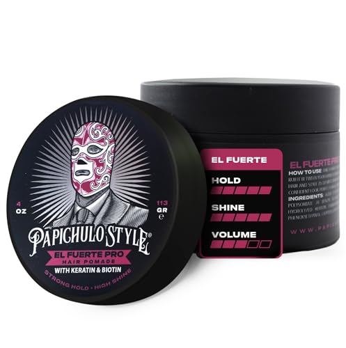 PRO Pomade 4 oz - Strong Hold, High Shine, Adds Volume, Water-Based, Flake-Free, Infused with Keratin & Biotin - Easy Washout - Made in USA