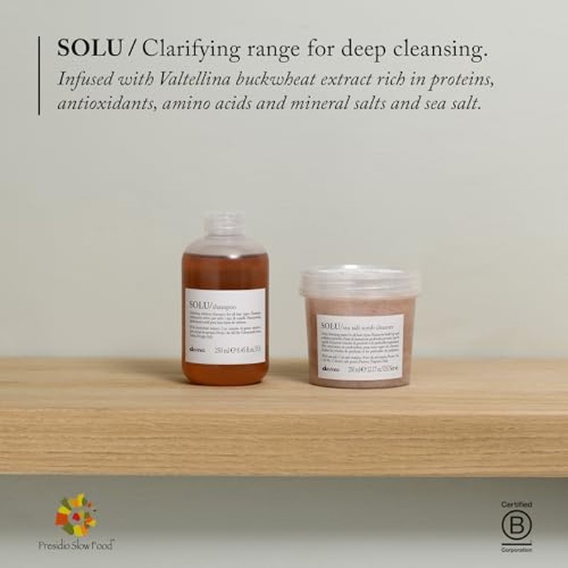 Davines SOLU Shampoo, Clarify And Remove Residue, Refresh Scalp And Leave Hair Shiny And Soft