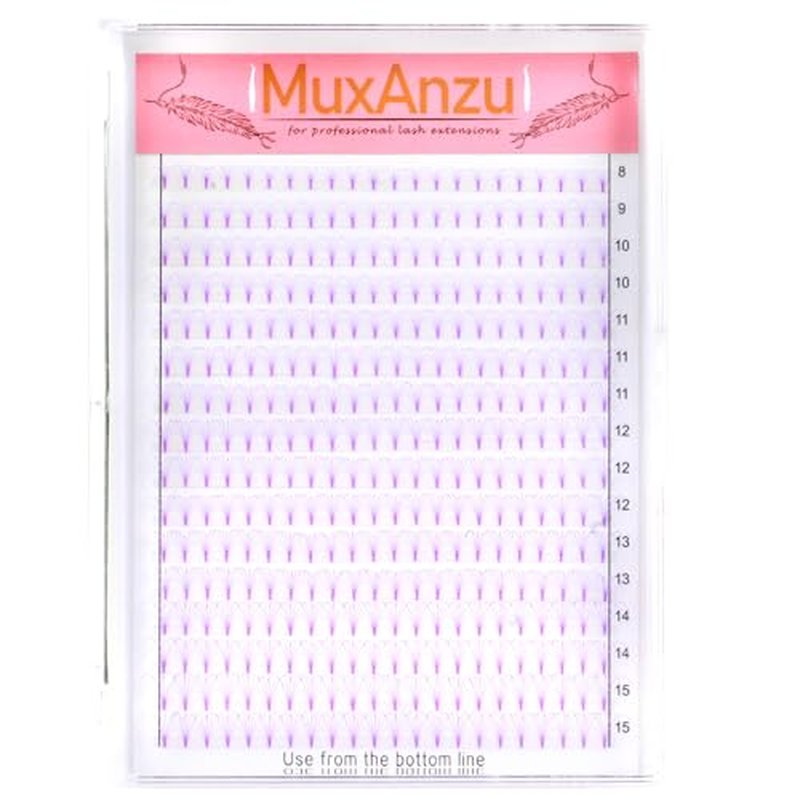Eyelash Extension Colored Premade Lash Fans Short Stem Volume Lash Extensions Supplier 5D Pink Blue Purple Brown 352 Clusters C/D Curl 0.07/0.10 8-15mm MIX (Purple, 5D 0.07 D 8-15MIXED)