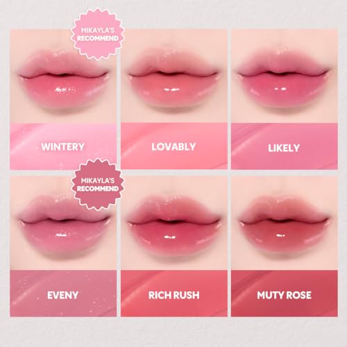 TIRTIR [*Mini Size Waterism Tinted Lip Gloss #07 Cassis Plum, 0.06 Fl Oz ? Kiss Ready Lipgloss, 12H Long Lasting Non Sticky Natural Tinted Glow Korean Multiuse Cheek and Lip Tint for Women gift