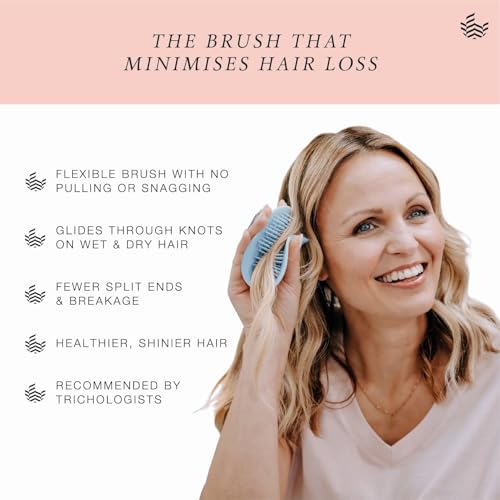 Manta Mirror Anti-Breakage Hairbrush - Travel Detangler & Scalp Massager - Blue