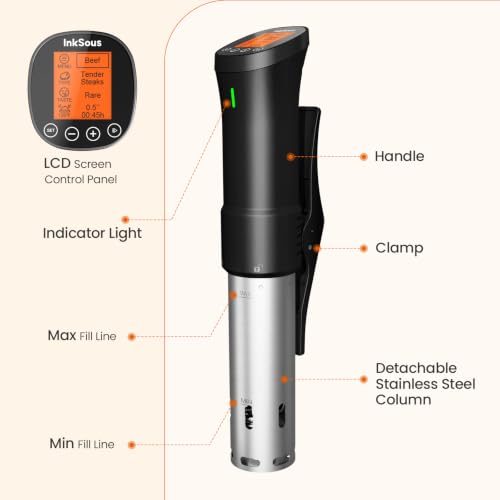 WiFi Sous Vide Cooker 1000W with App Control, 18 Recipes, Precision Temperature