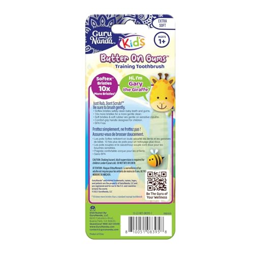 Giraffe Kids Toothbrush with Tongue Scraper & Cover – Super Soft Bristles, Ergonomic Handle, 1 Pack of 6 – Toddler Oral Care