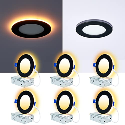 CycevSun 4 Inch Black Recessed Lights 6-Pack with Night Light & Dimming