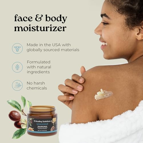 Unscented Grass Fed Beef Tallow & Manuka Honey Skin Balm 1.8oz - Nourishing Face & Body Moisturizer