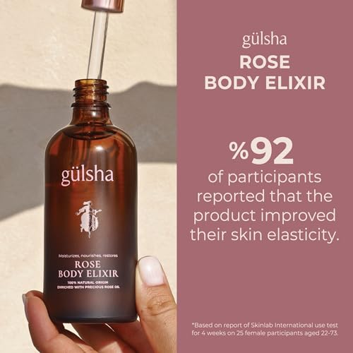g?lsha Rose Body Elixir ? Luxurious Rose Body Oil 100 ml / 3.38 Fl Oz, Deep Moisturizing, Firming & Nourishing with Vitamins A, D, E & Omegas, Jojoba Oil, Baobab Oil