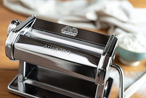 Atlas 150mm Manual Pasta Machine with Chrome Steel Roller, Italy Made